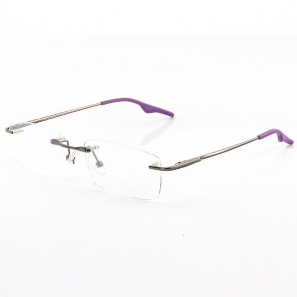 Armação de Óculos Retangular Flutuante Sem Aro Wingback Roxo